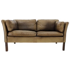 1960s Danish 2-Seater Leather Sofa