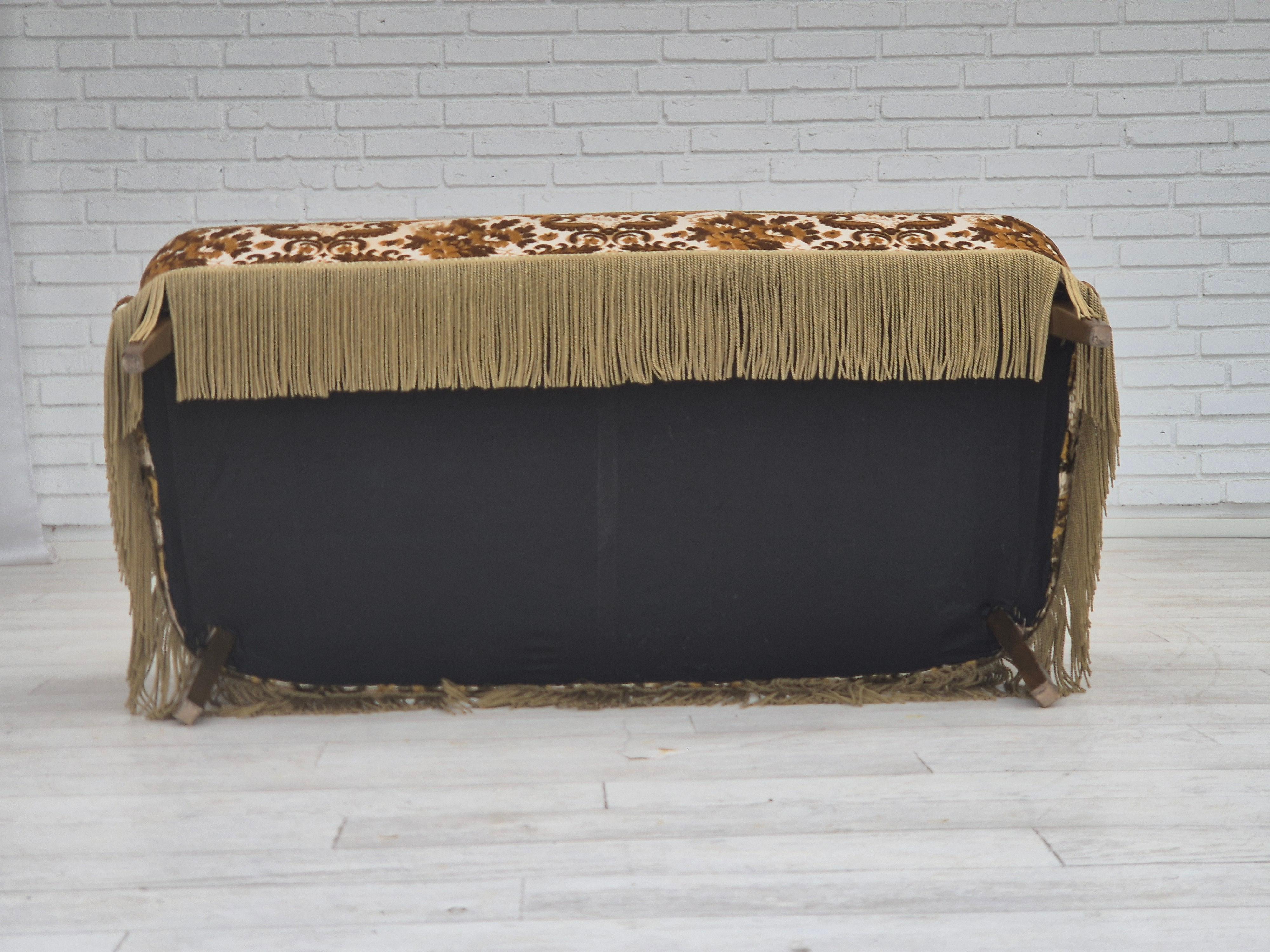 1960s, Danish 2-seater sofa, brown/beige furniture fabric, ash wood legs. For Sale 6