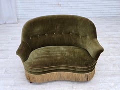 1960s, Danish 2-seater sofa, green furniture velour.