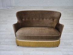 1960s, Danish 2-seater sofa, green furniture velour, original condition.