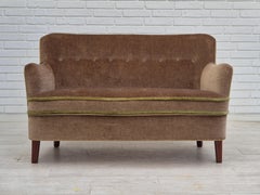 1960s, Danish 2 seater sofa, original condition, furniture velour, beech wood.