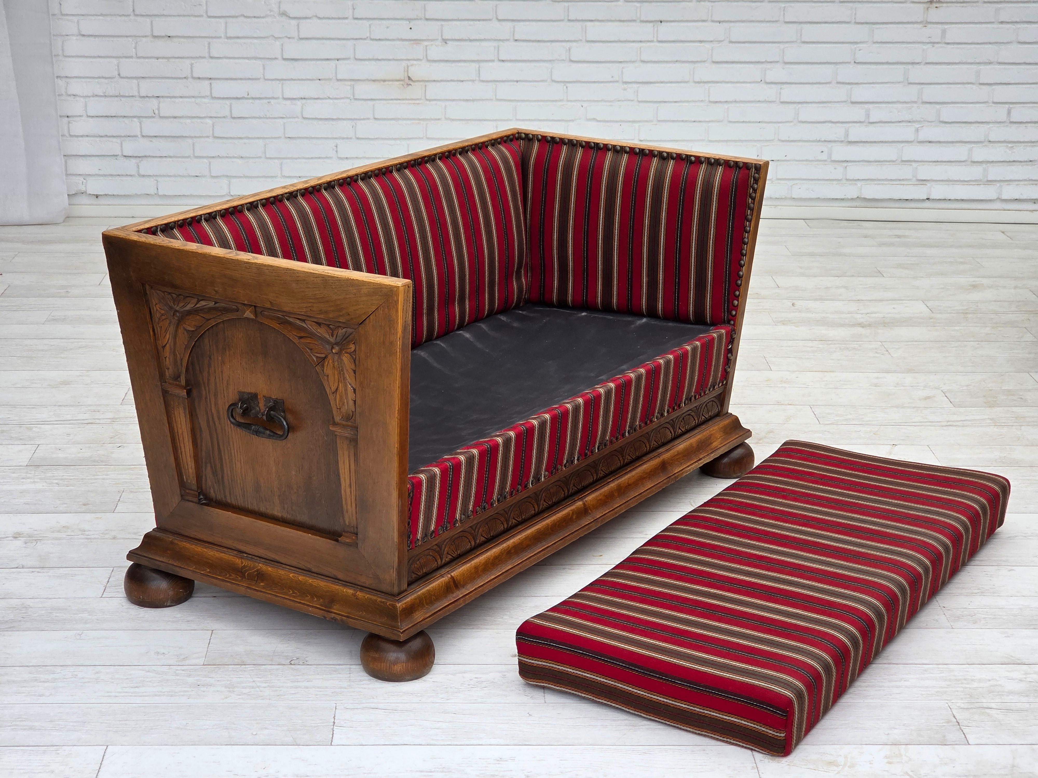 Años 60, sofá danés de 2 plazas, estado original, muebles de lana, madera de roble. en venta 7
