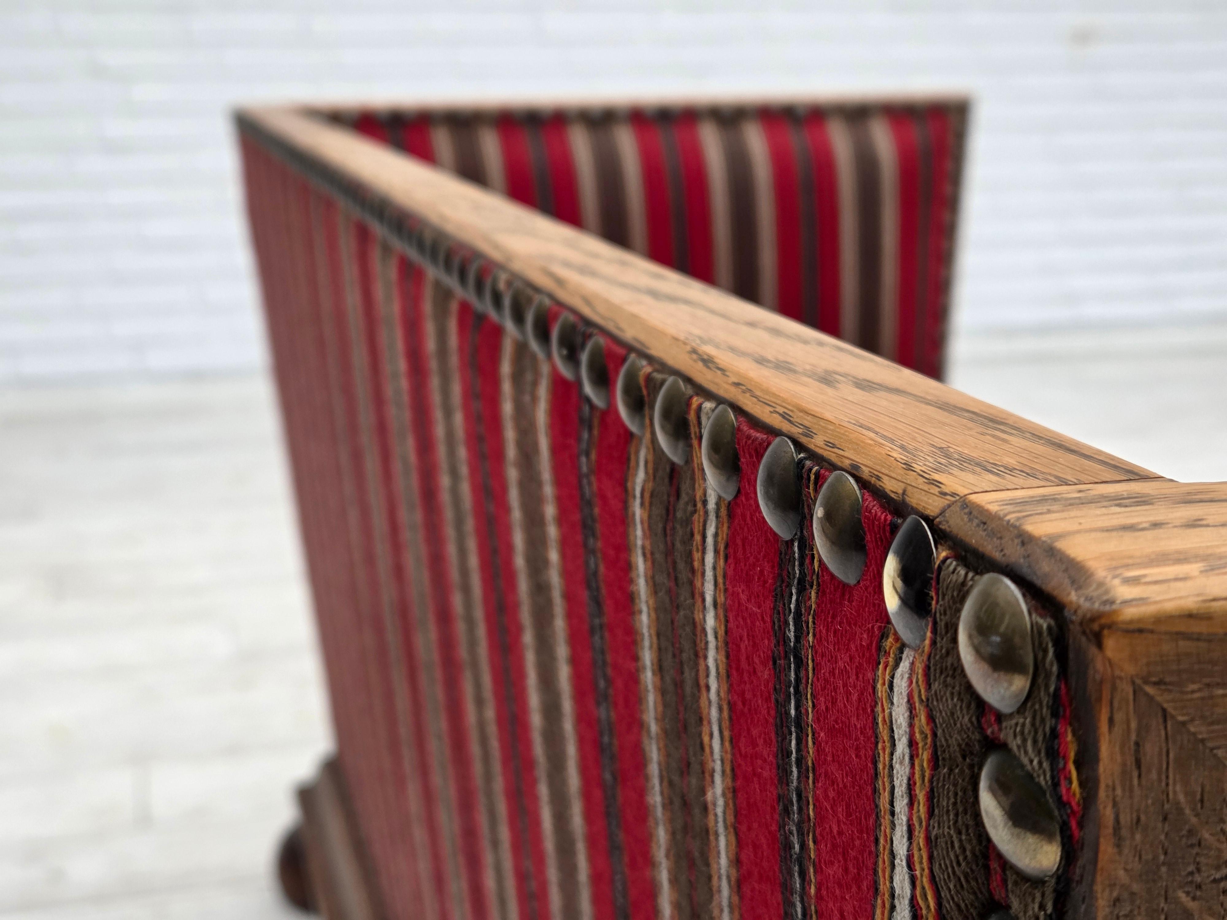 Años 60, sofá danés de 2 plazas, estado original, muebles de lana, madera de roble. en venta 8