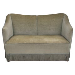 Vintage 1960s, Danish 2 seater sofa, original condition, green furniture velour.