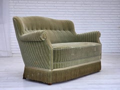 1960s, Danish 2-seater sofa, original furniture velour, beech wood.