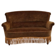 1960s, Danish 2-seater sofa, original green furniture velour.