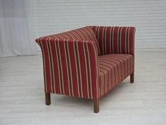 1960s, Danish 2-seater sofa, striped red/multicolor furniture wool.