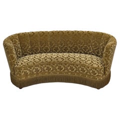 1960er Jahre, dänisches 3-Sitzer-Sofa "Banan", grüner Möbelvelours.