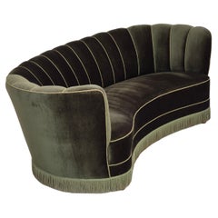 1960s, Danish 3-seater "Banan" sofa, original dark green velour.