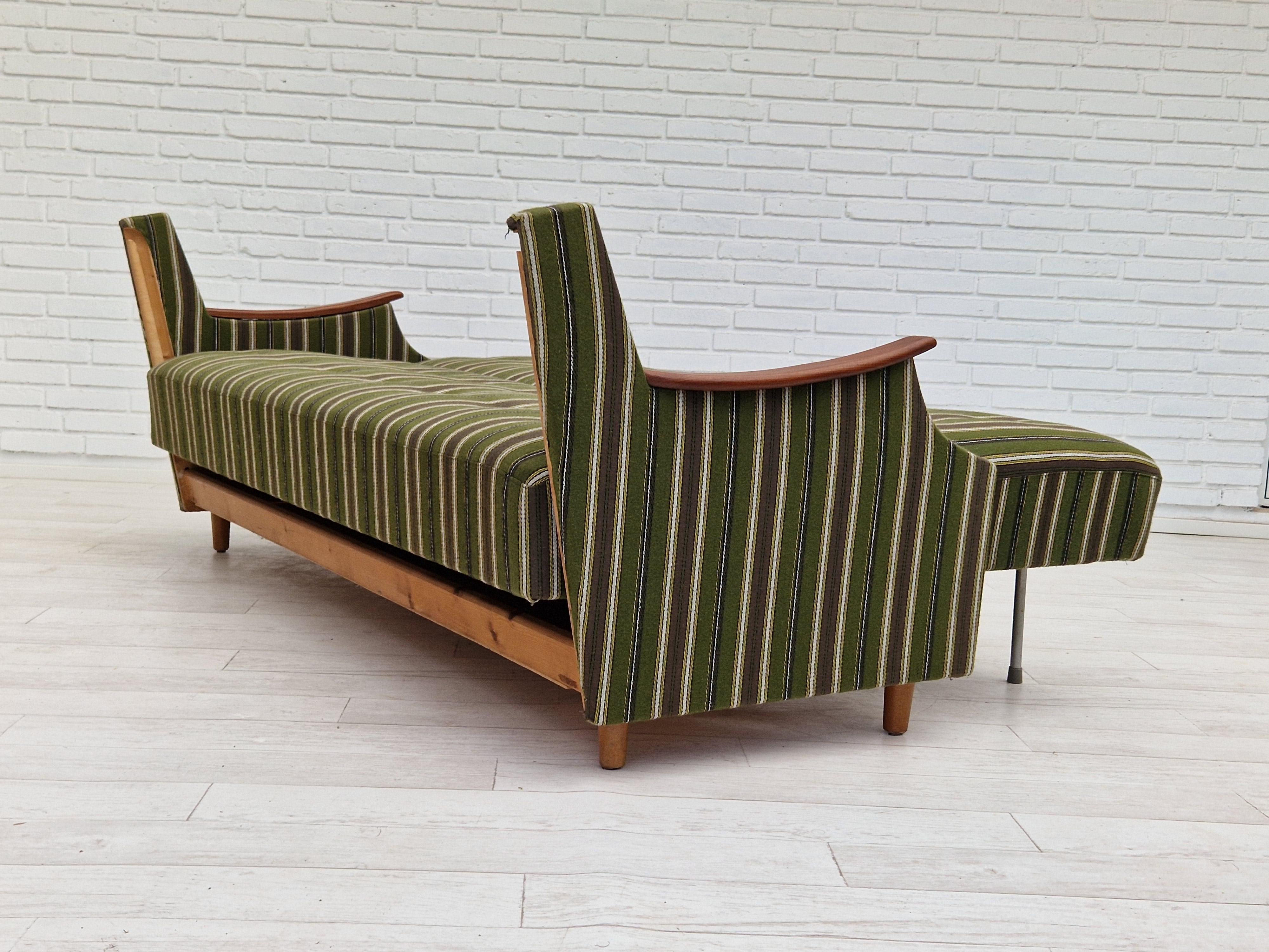 1960s, Danish 3 Seater Folded Sleeping Sofa, Original Very Good Condition For Sale 1