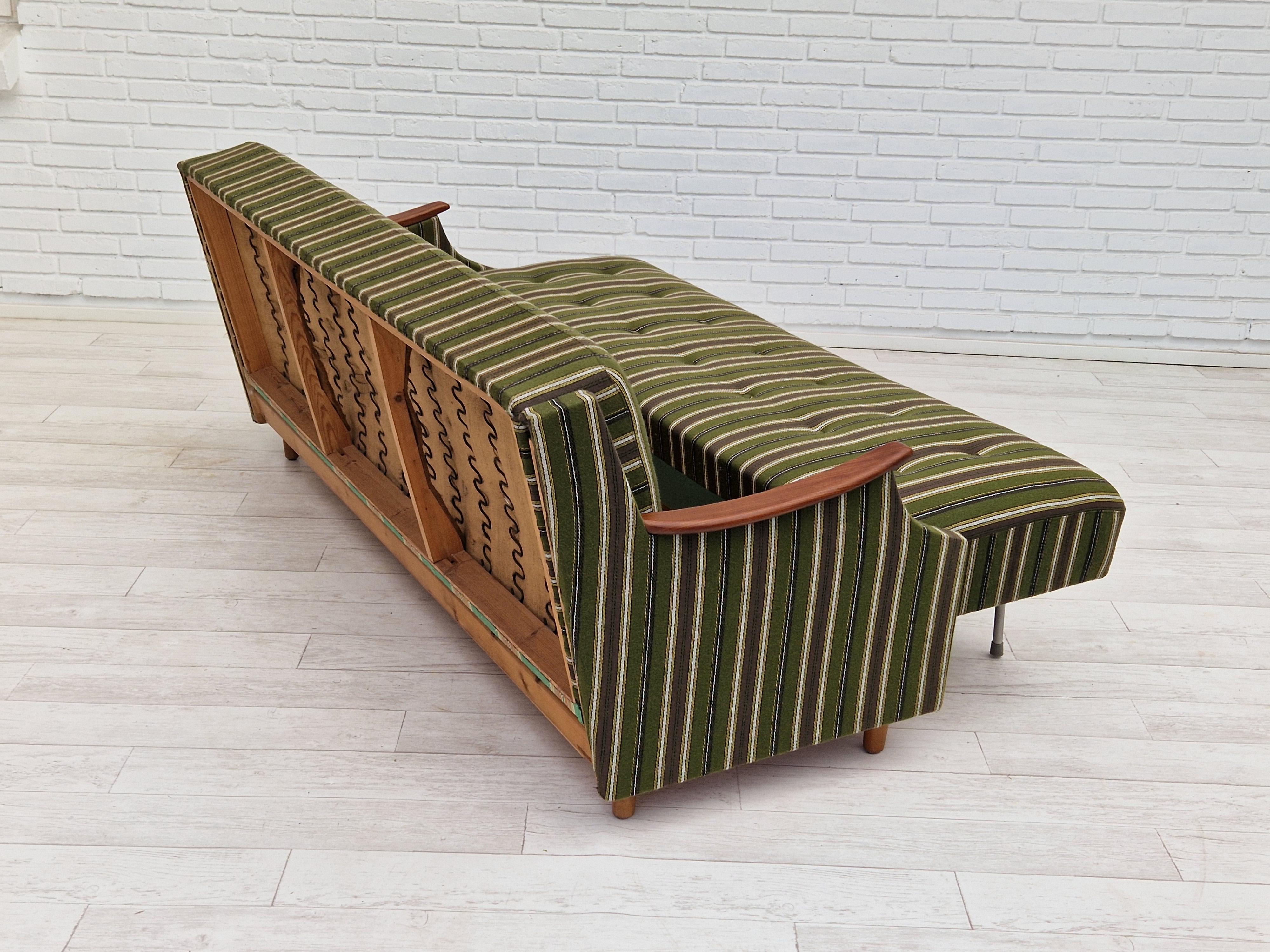 1960s, Danish 3 Seater Folded Sleeping Sofa, Original Very Good Condition For Sale 6
