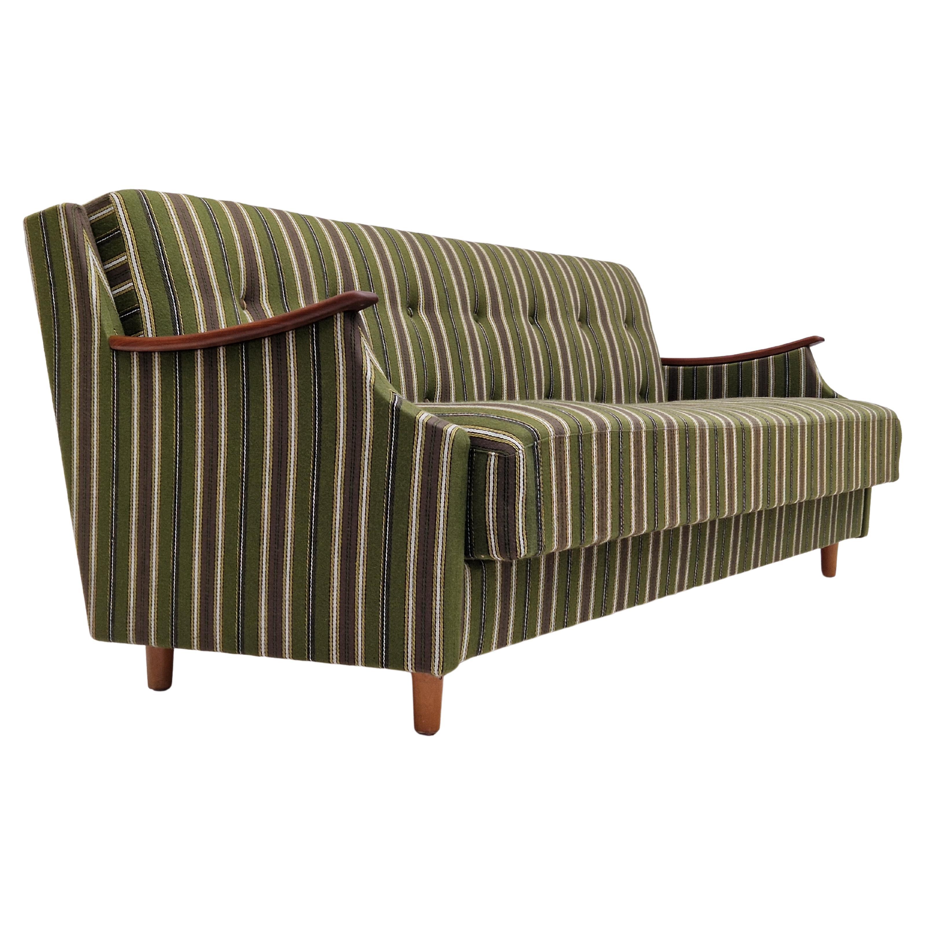 1960s, Danish 3 Seater Folded Sleeping Sofa, Original Very Good Condition For Sale