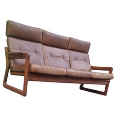 1960s Danish 3 seater leather sofa by Komfort