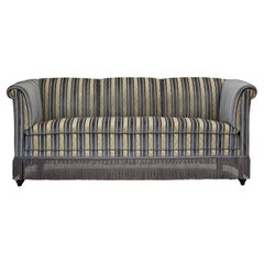 1960s, Danish 3-seater sofa, blue/beige furniture velour, beech wood legs.