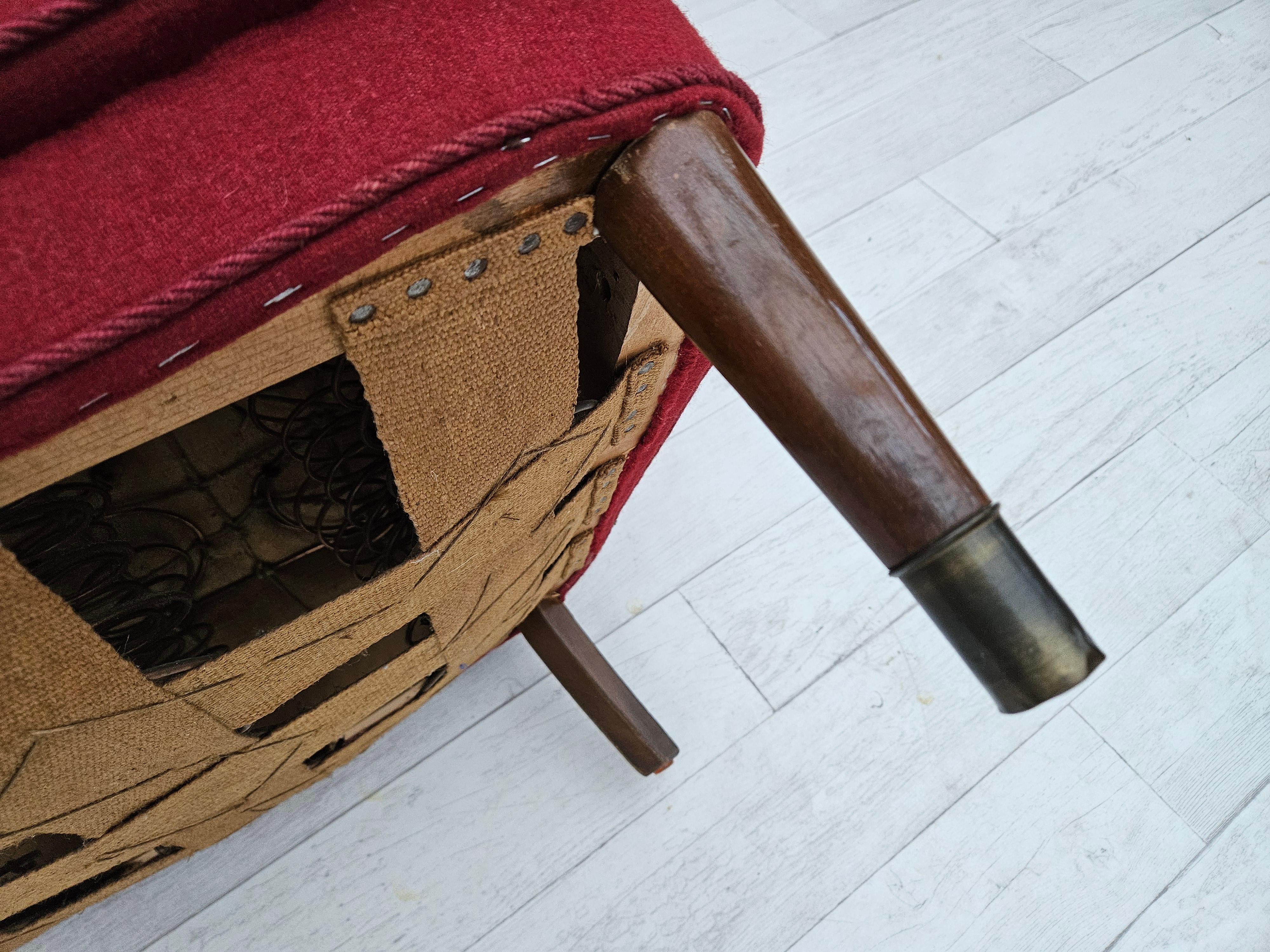 1960s, Danish 3-seater sofa by Alfred Christensen, red furniture wool, original. For Sale 7