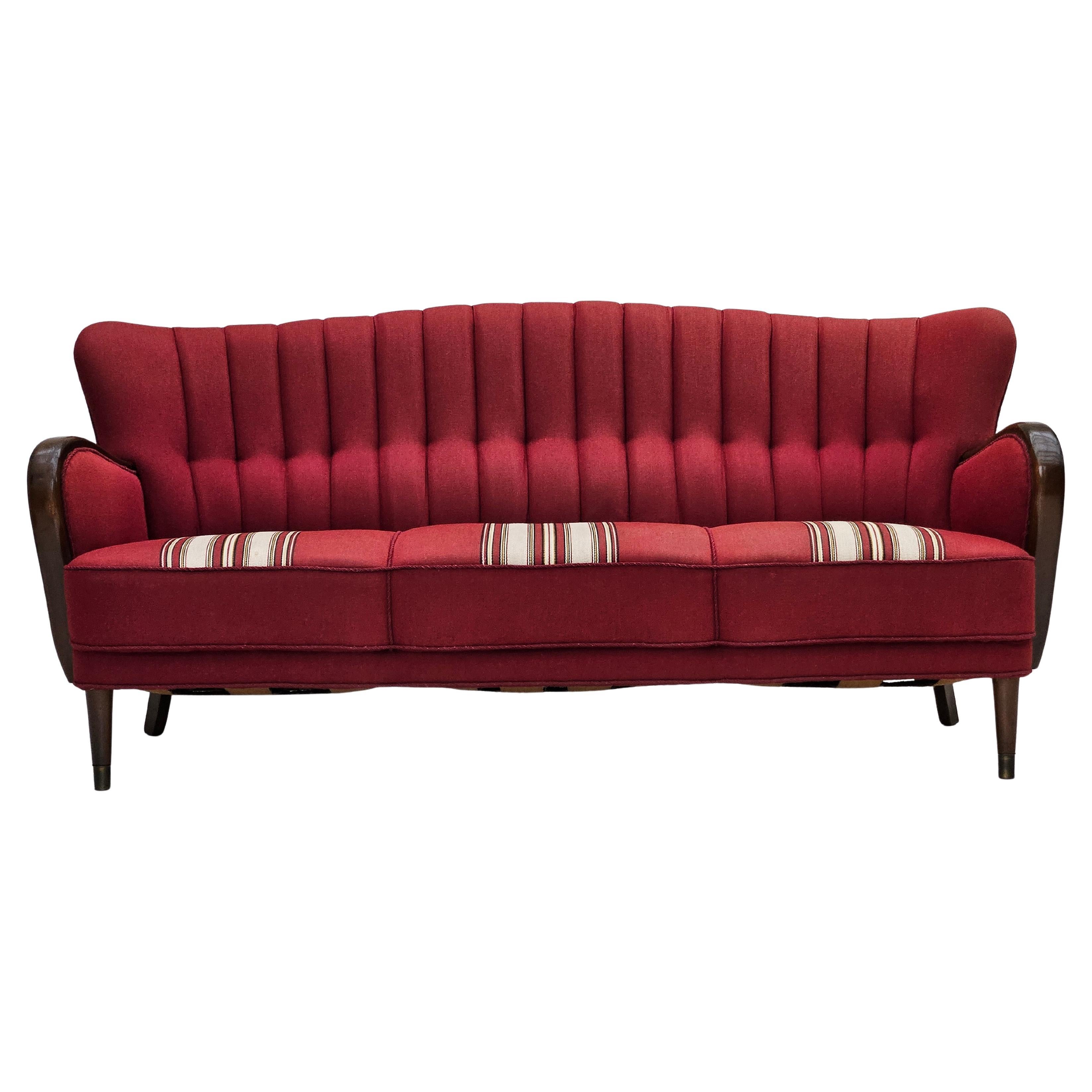 1960s, Danish 3-seater sofa by Alfred Christensen, red furniture wool, original.