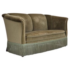 Vintage 1960s, Danish 3 seater sofa, furniture velour, beech wood.
