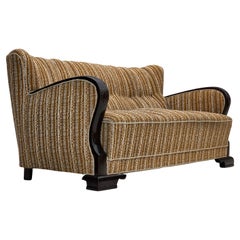 Vintage 1960s, Danish 3-seater sofa, original, brown furniture wool, beech wood.