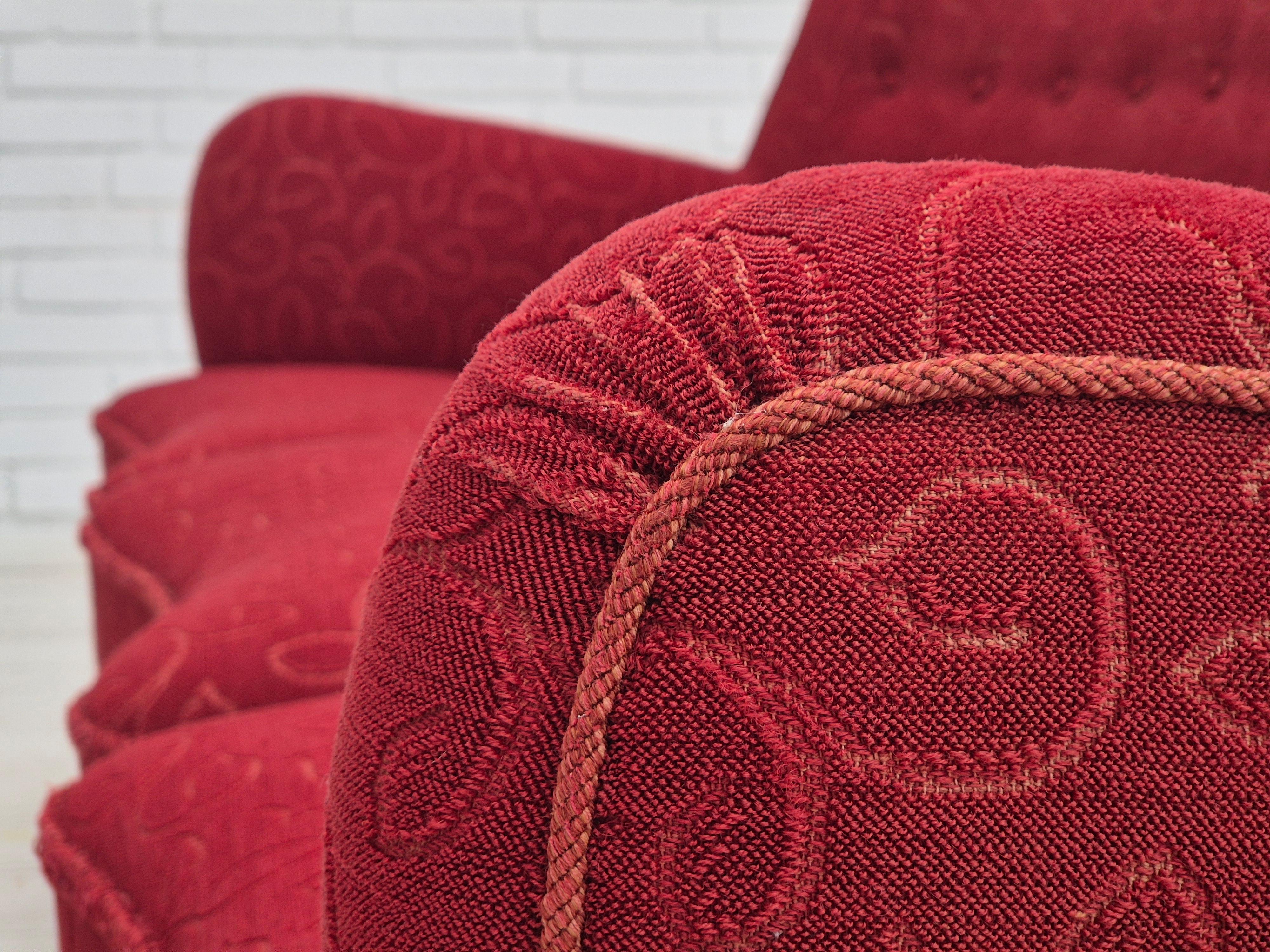 1960s, Danish 3 seater sofa, original condition, cotton-wool fabric. For Sale 3