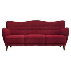 1960er Jahre, dänisches 3-Sitzer-Sofa, Originalzustand, Baumwollstoff.