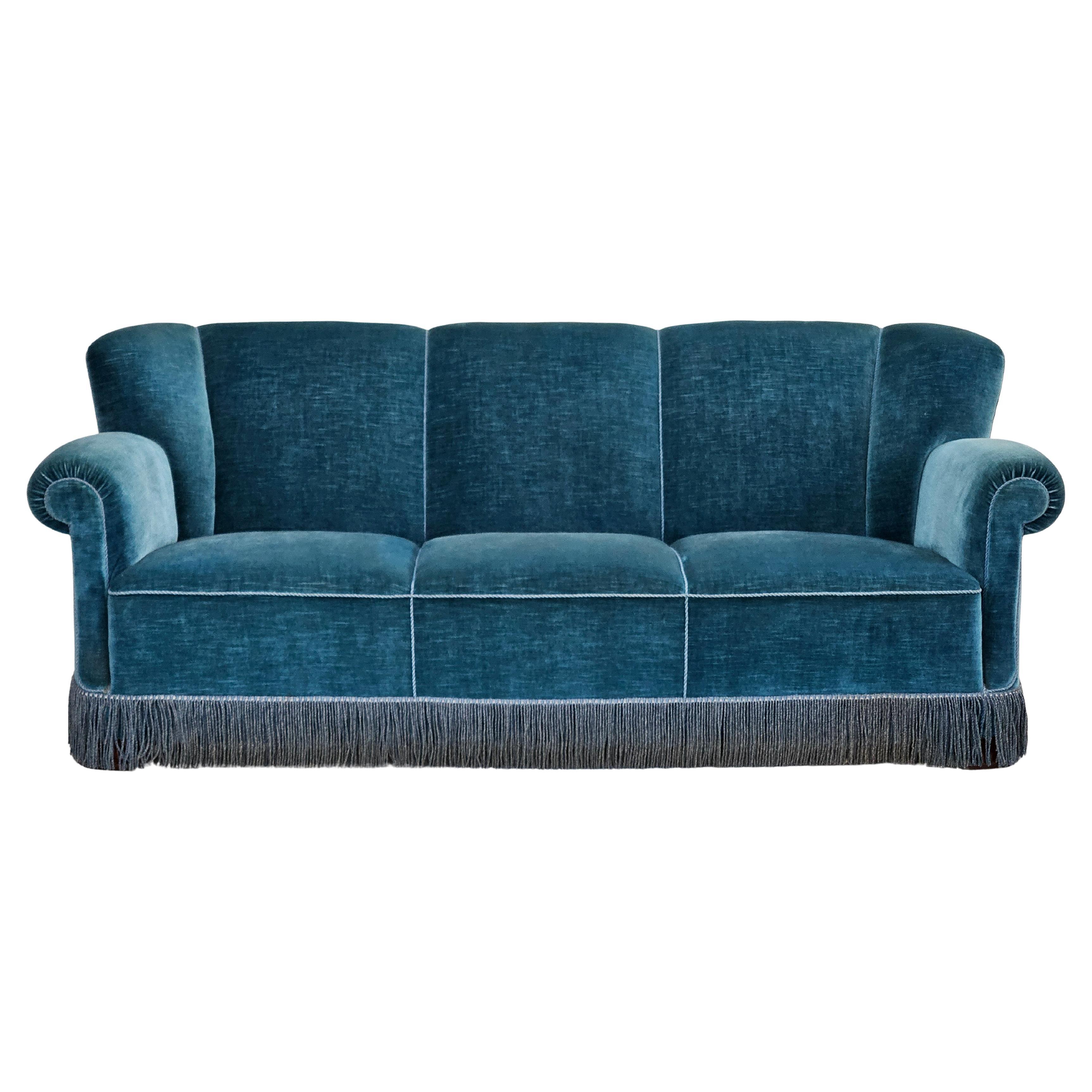 1960s, Danish 3-seater sofa, original condition, furniture velour.