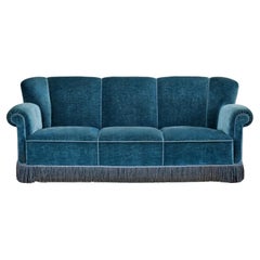 Vintage 1960s, Danish 3-seater sofa, original condition, furniture velour.