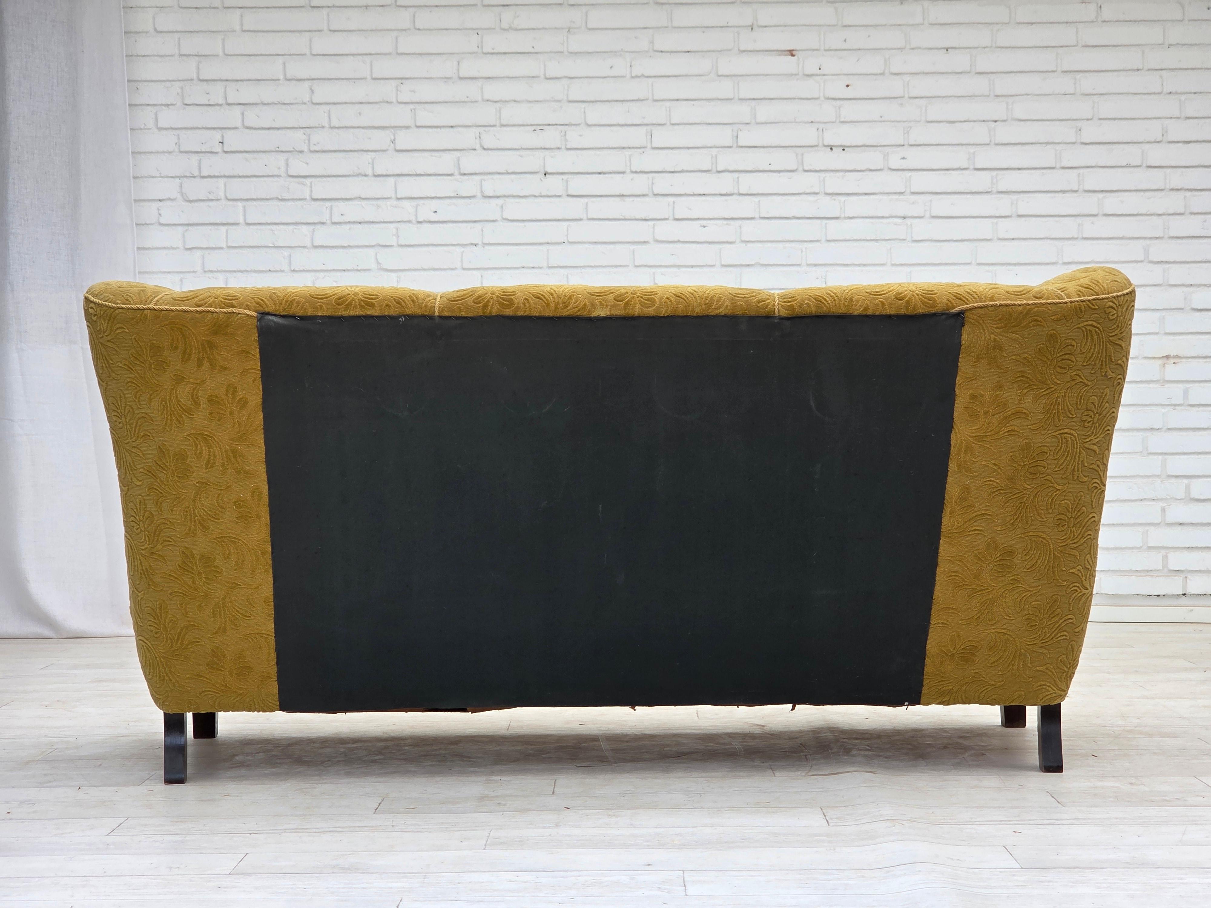 Années 1960, canapé danois à 3 places, état d'origine, meubles en laine/cotton. en vente 3