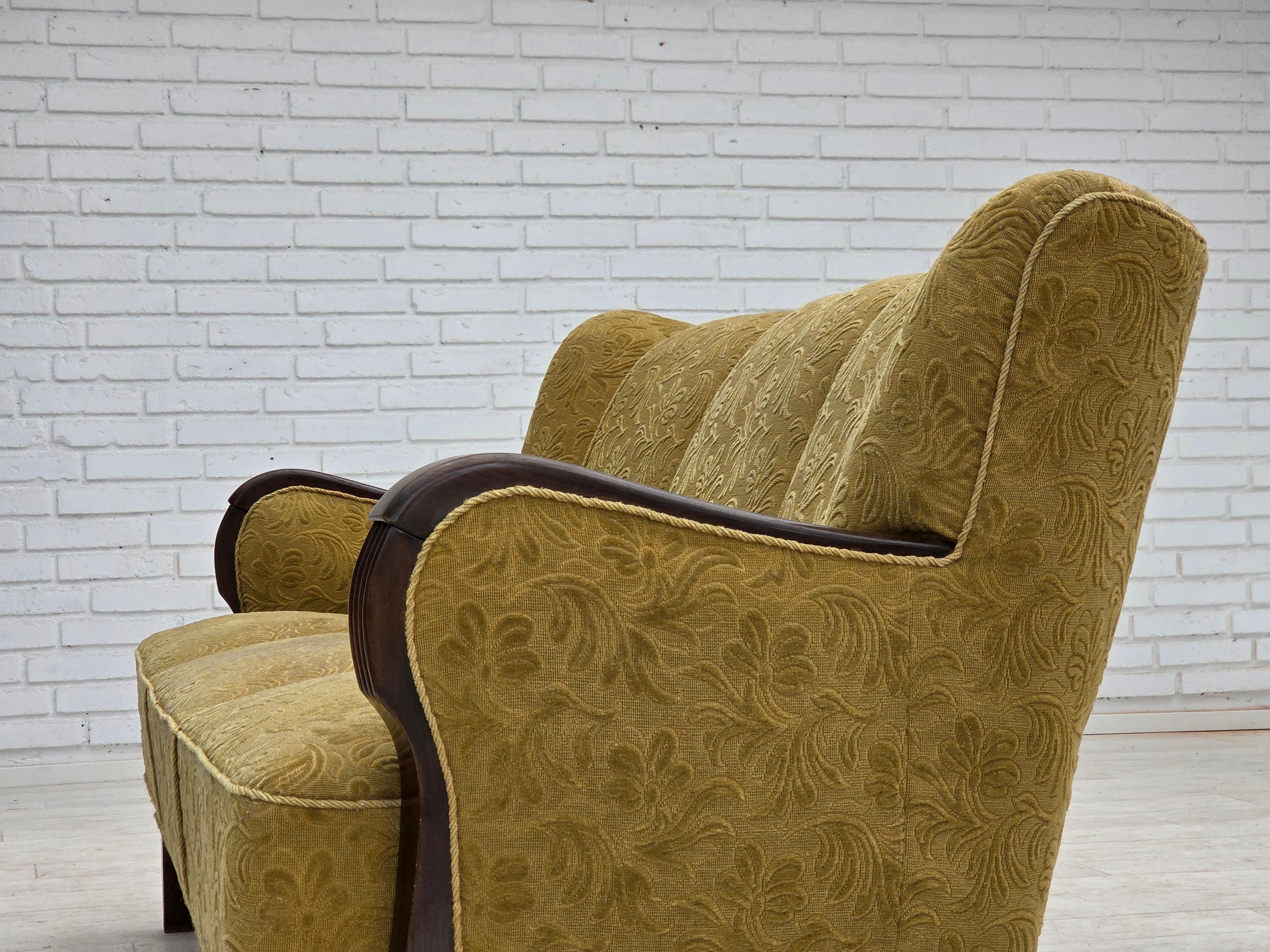 Années 1960, canapé danois à 3 places, état d'origine, meubles en laine/cotton. en vente 8