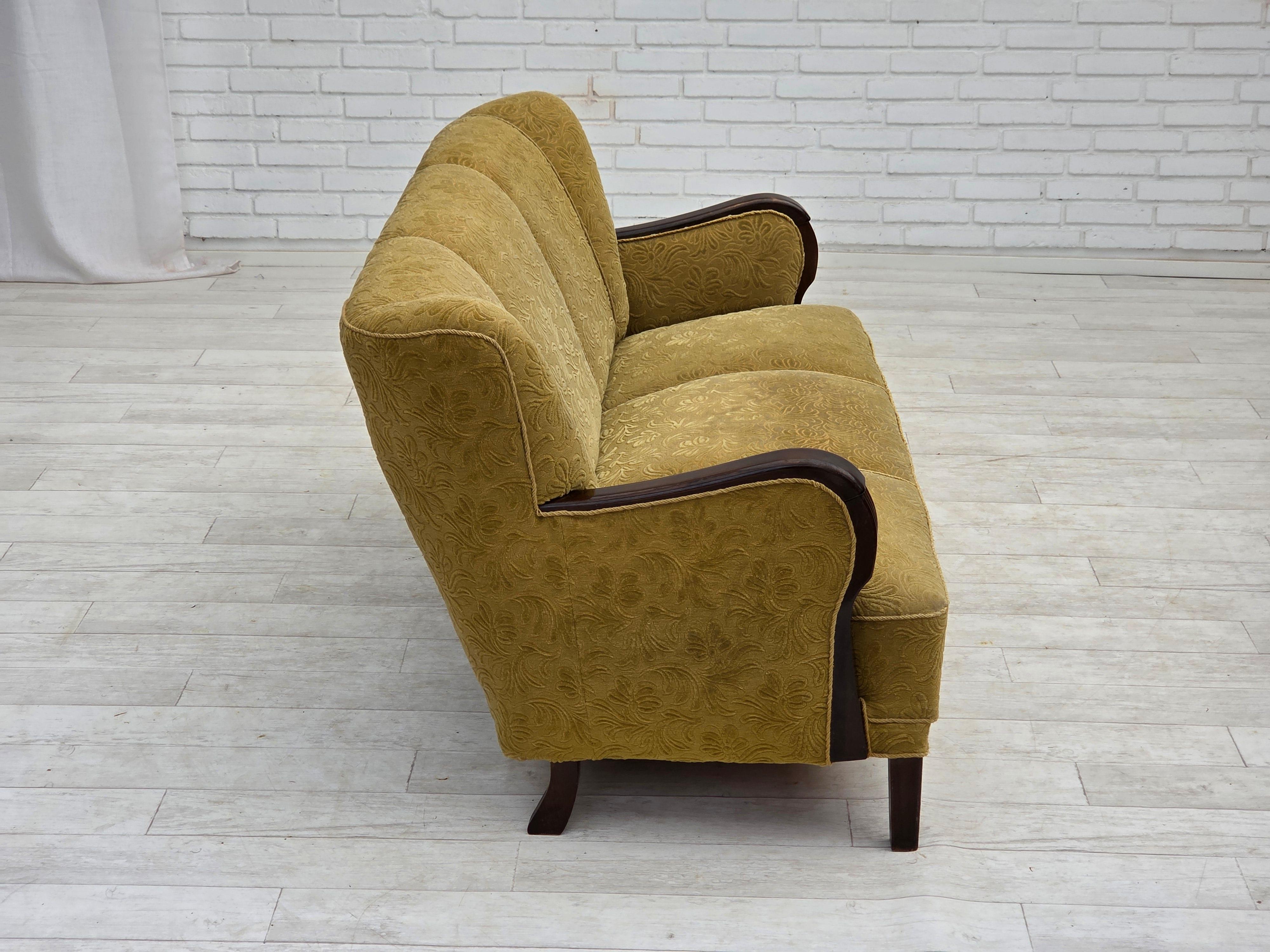 Laine Années 1960, canapé danois à 3 places, état d'origine, meubles en laine/cotton. en vente