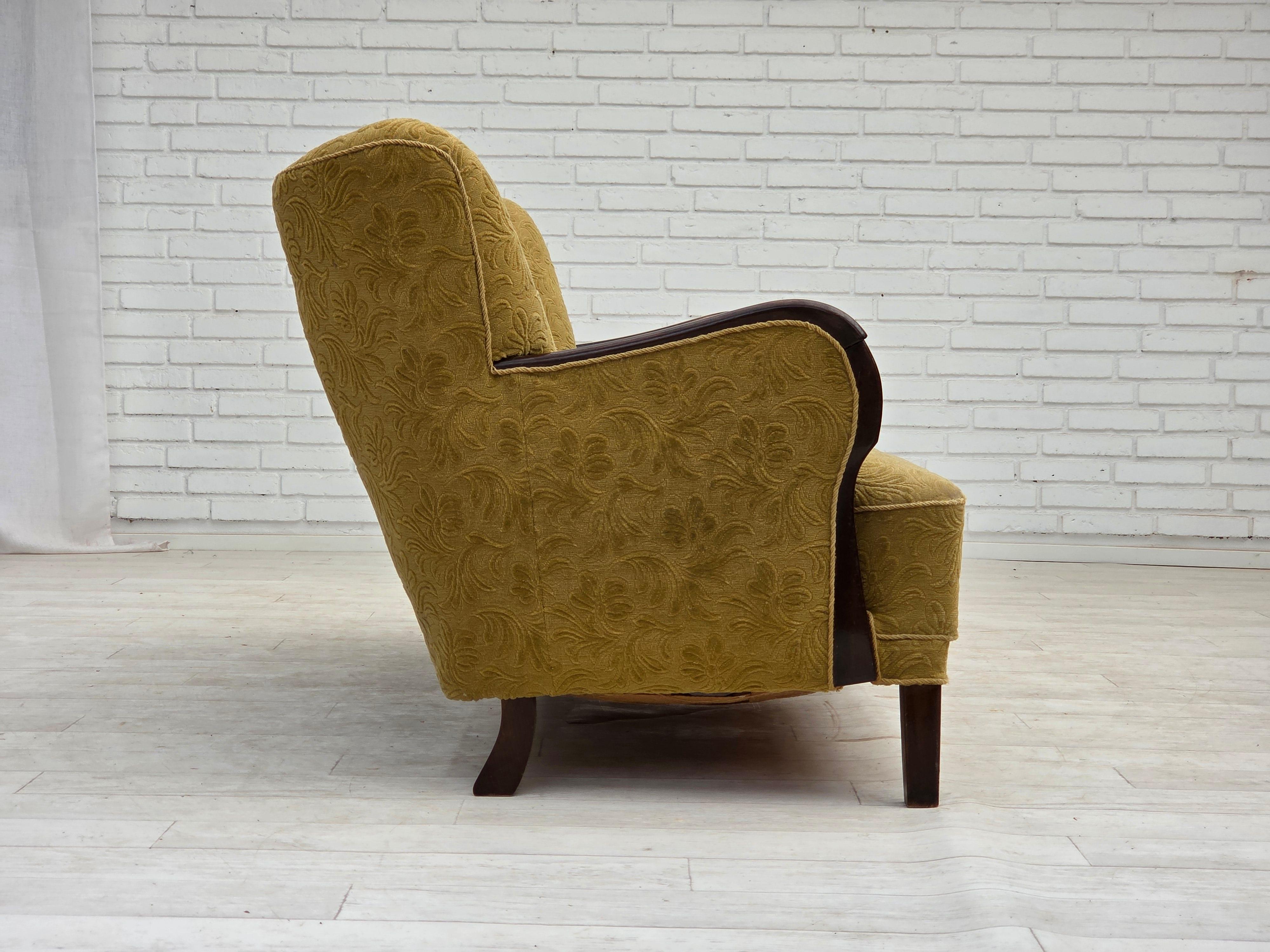 Années 1960, canapé danois à 3 places, état d'origine, meubles en laine/cotton. en vente 1