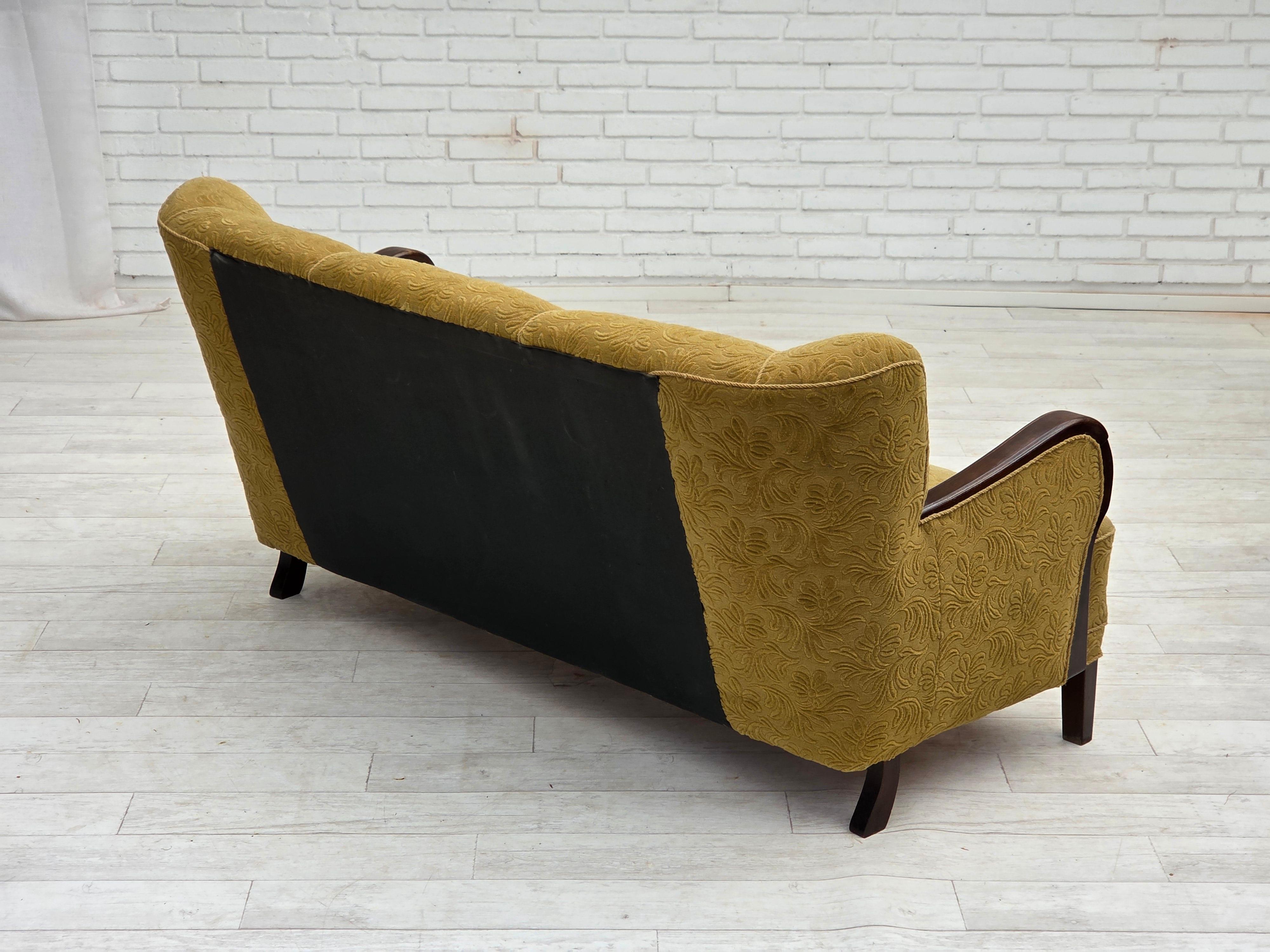 Années 1960, canapé danois à 3 places, état d'origine, meubles en laine/cotton. en vente 2