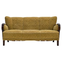 Vintage 1960s, Danish 3-seater sofa, original condition, furniture wool/cotton fabric.