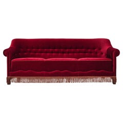 1960s, Danish 3 seater sofa, original condition, velour fabric.