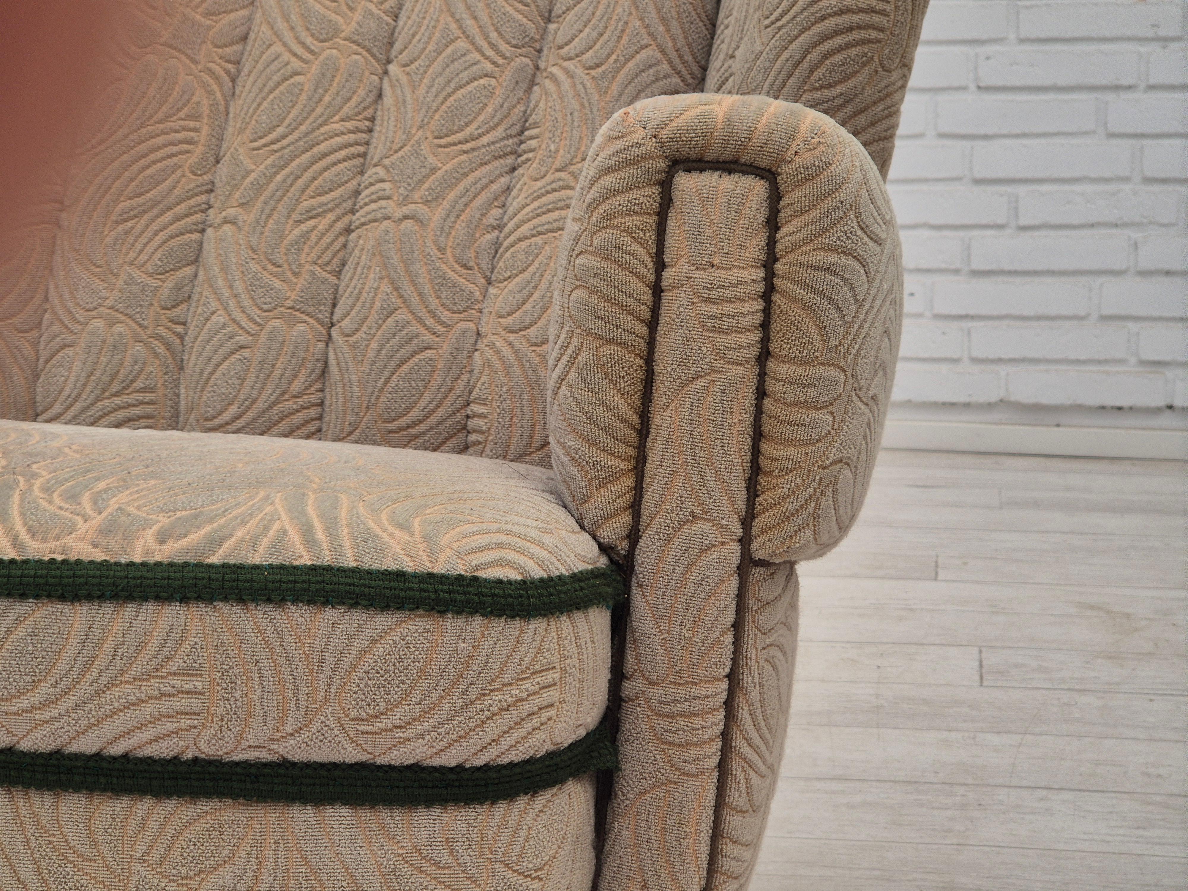 1960s, Danish 3 seater sofa, original good condition, cotton-wool. For Sale 4