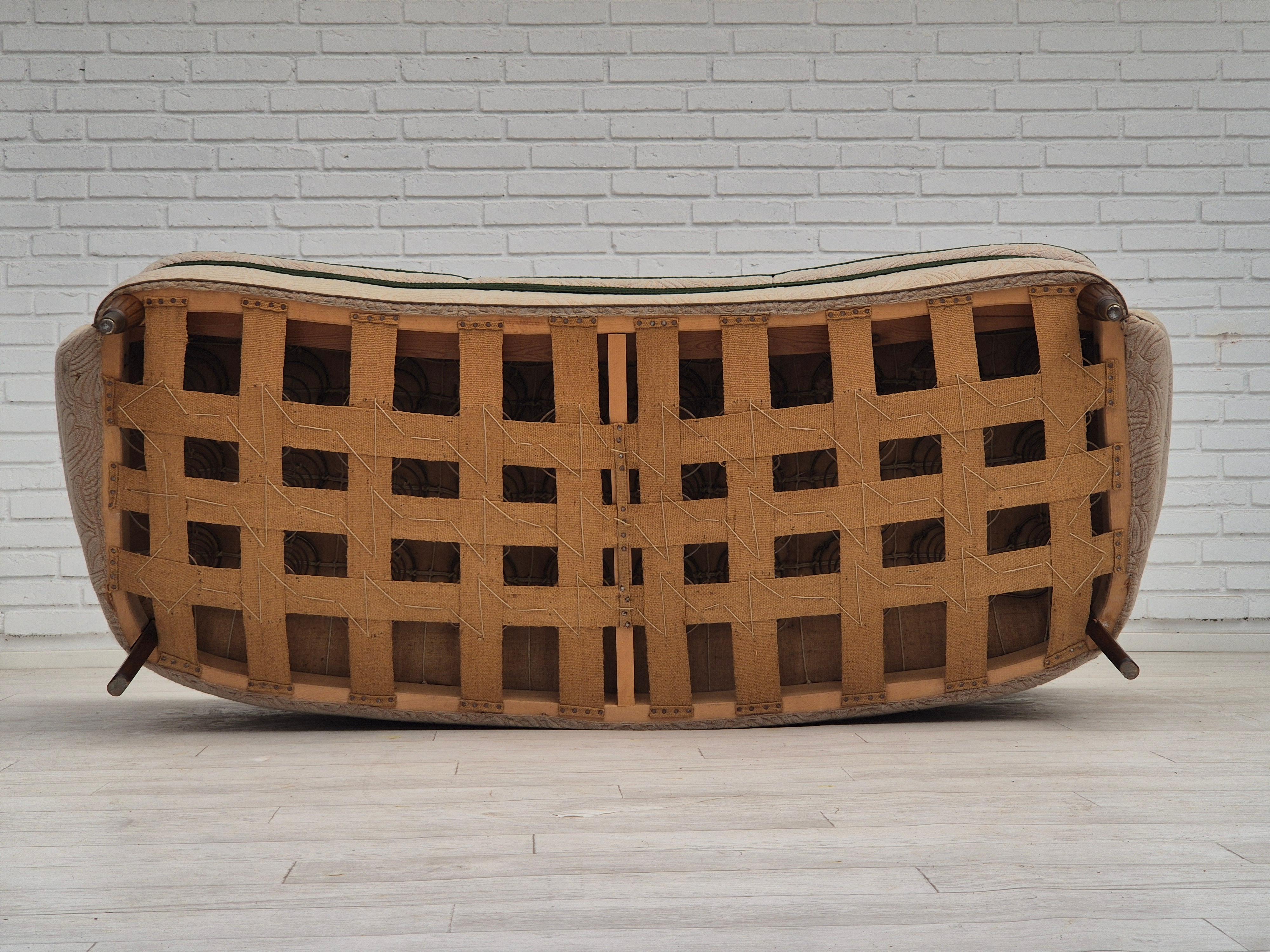 1960s, Danish 3 seater sofa, original good condition, cotton-wool. For Sale 5