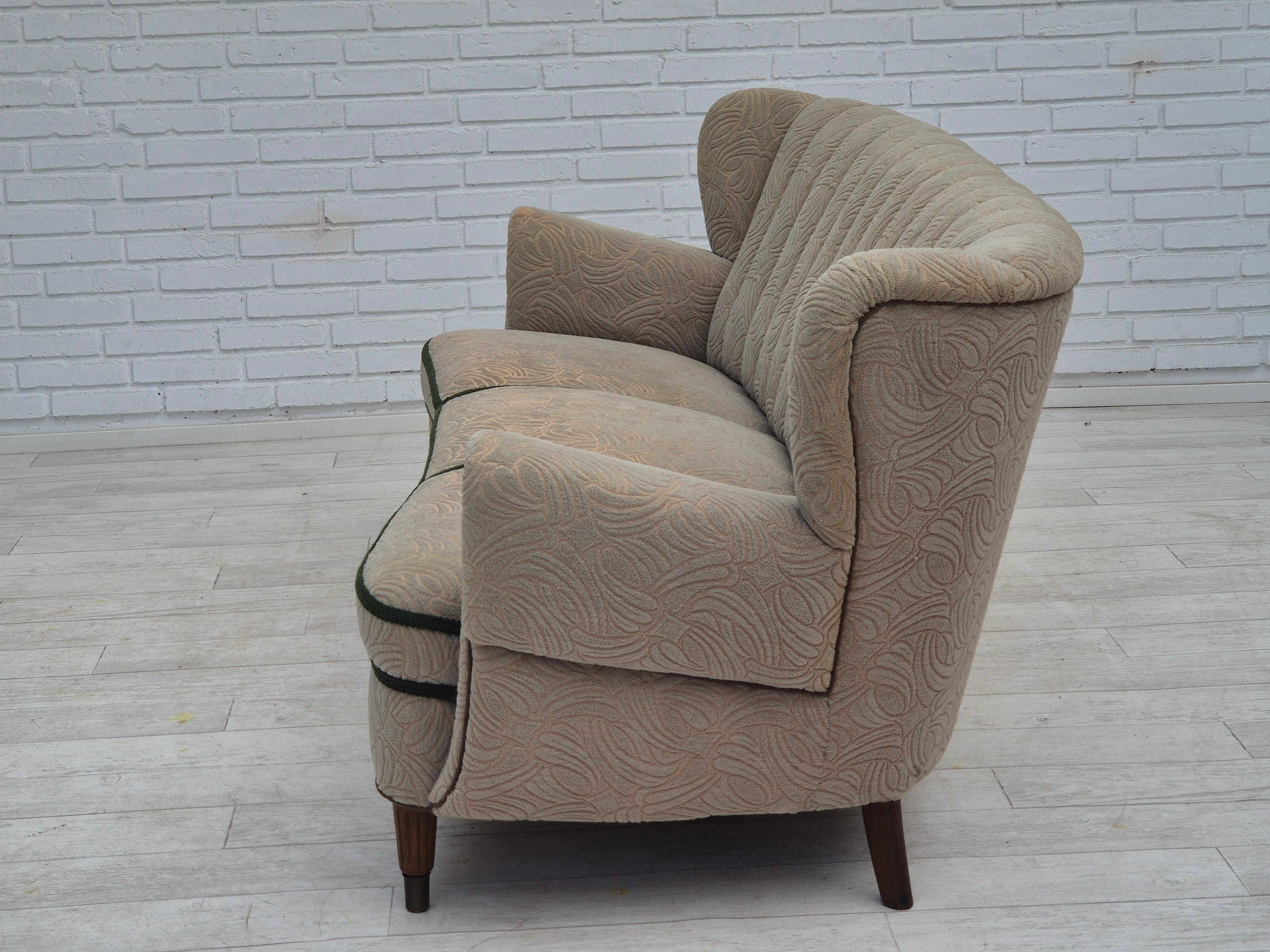 1960s, Danish 3 seater sofa, original good condition, cotton-wool. For Sale 2