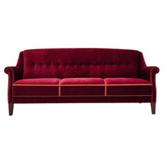 1960er Jahre, dänisches 3-Sitzer-Sofa, guter Originalzustand, Möbel Velours, Buche.