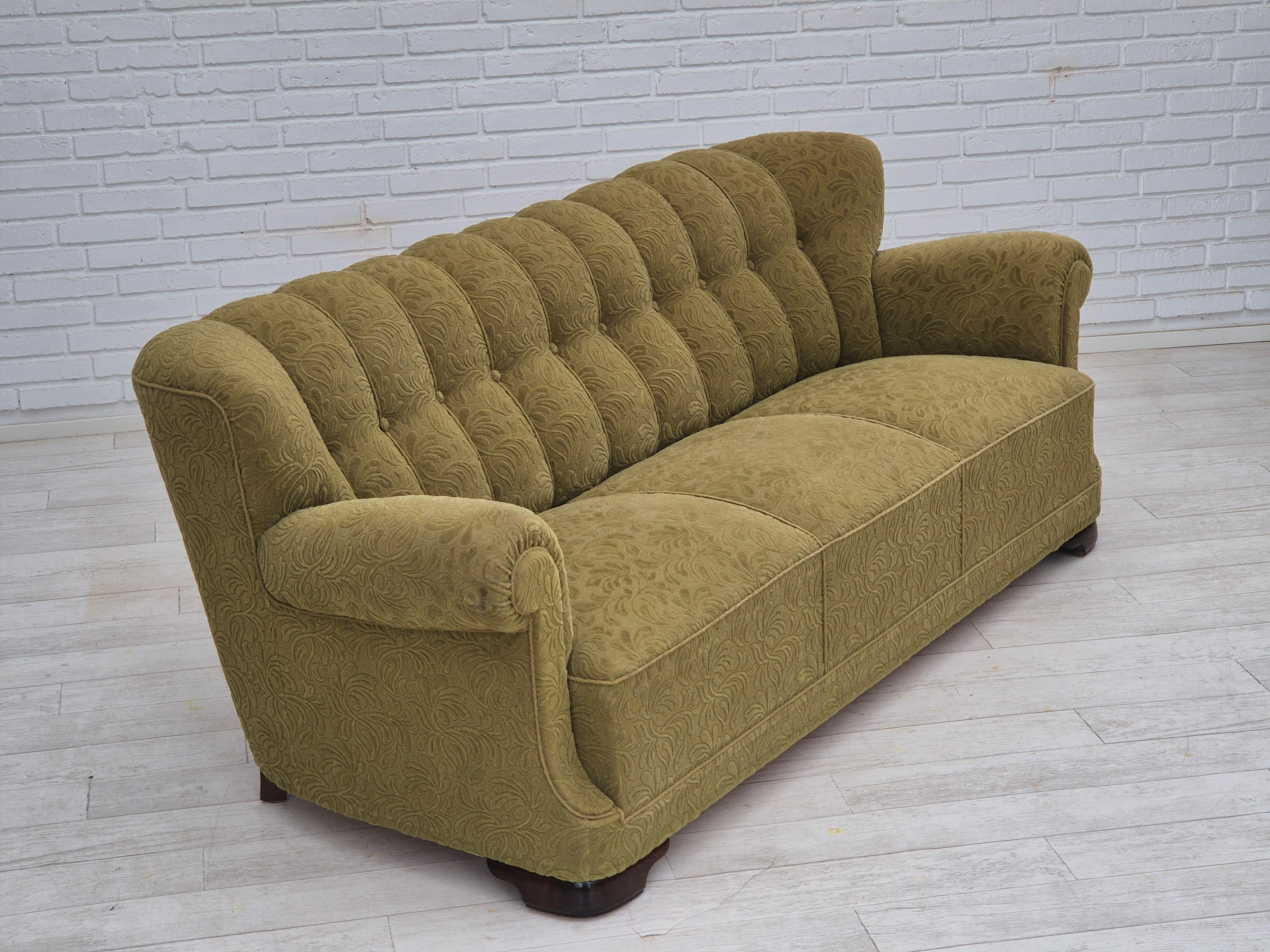 Años 60, sofá danés de 3 plazas, original en muy buen estado, tejido de algodón/lana. Escandinavo moderno en venta