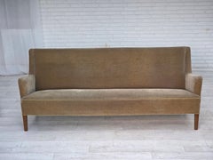 1960s, Danish 4-seater sofa, original light green furniture velour.