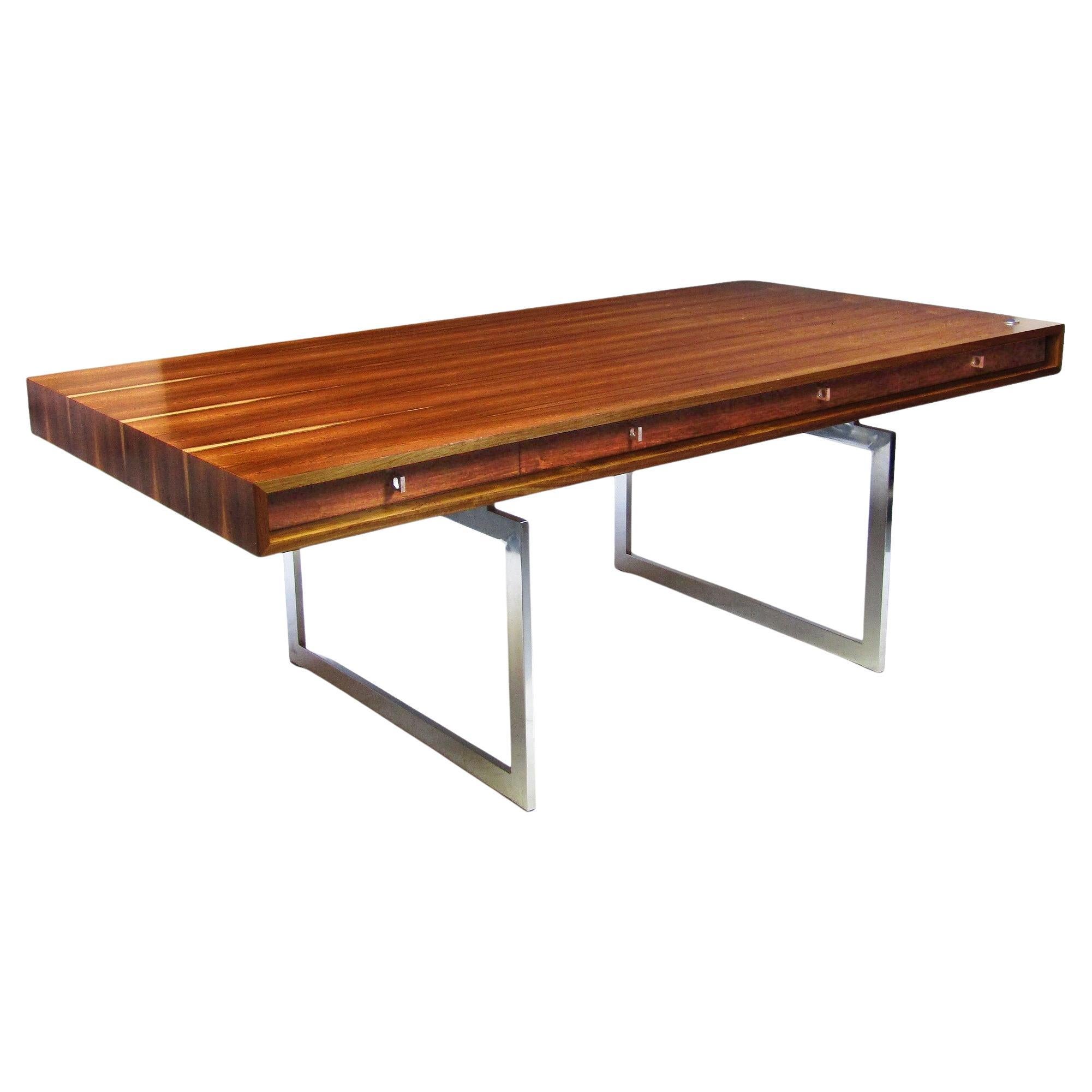 1960s Danish "901" Executive Desk in Rosewood & Chrome by Bodil Kjaer