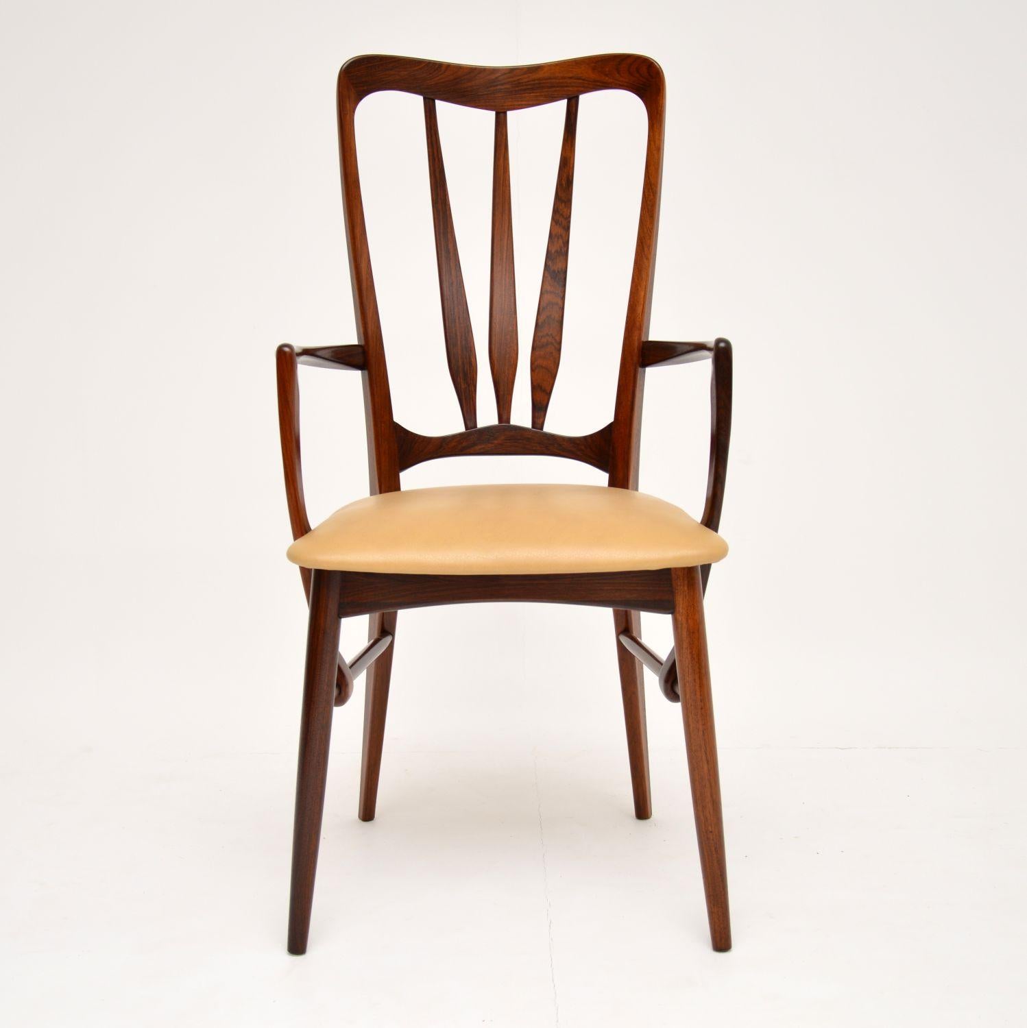 1960s Danish Afromosia Wood and Leather Dining Chairs by Nils Kofoed In Good Condition In London, GB