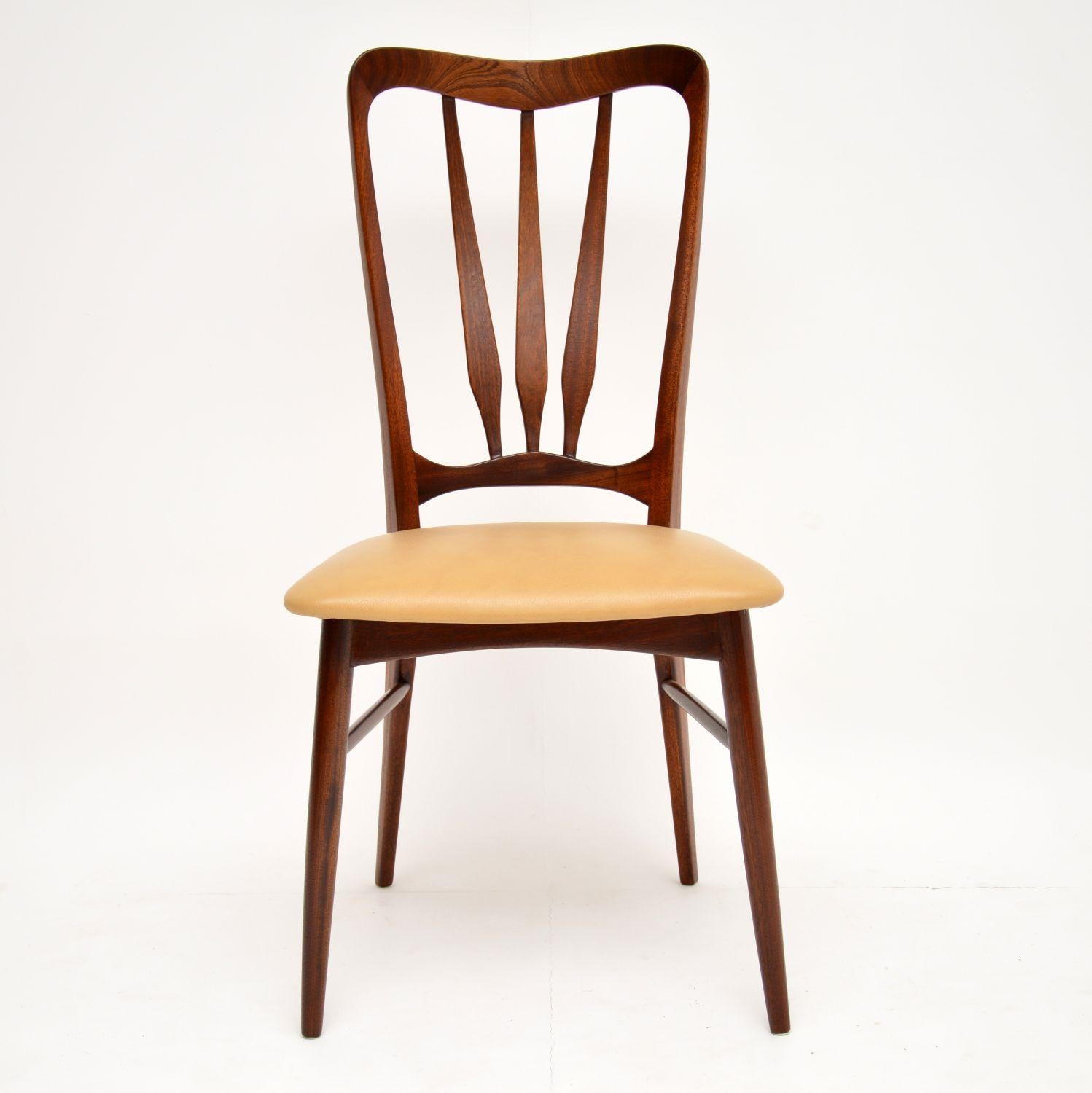 Mid-20th Century 1960s Danish Afromosia Wood and Leather Dining Chairs by Nils Kofoed