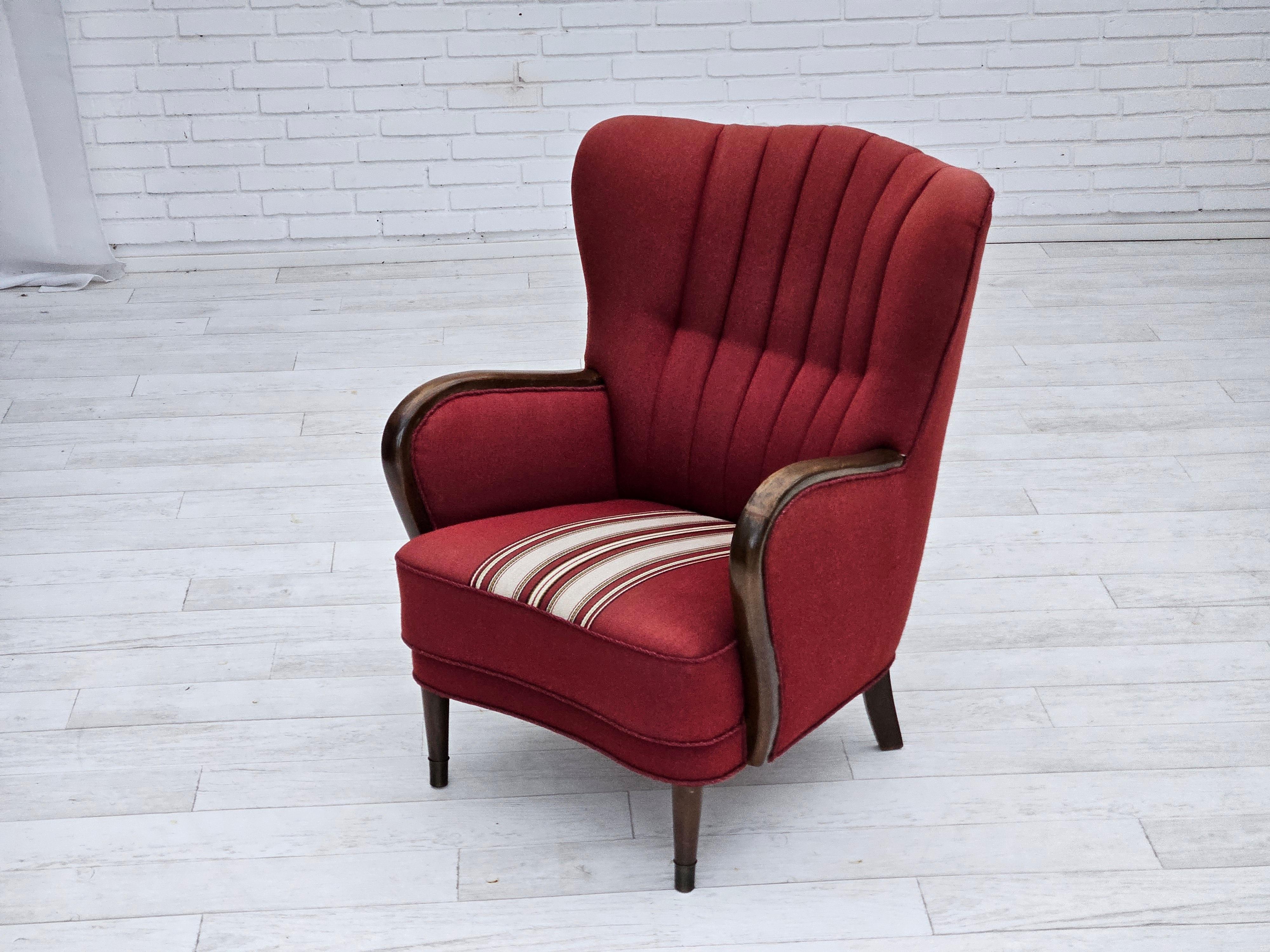 1960er Jahre, dänischer Sessel von Alfred Christensen, Möbelwollstoff, original. im Angebot 4