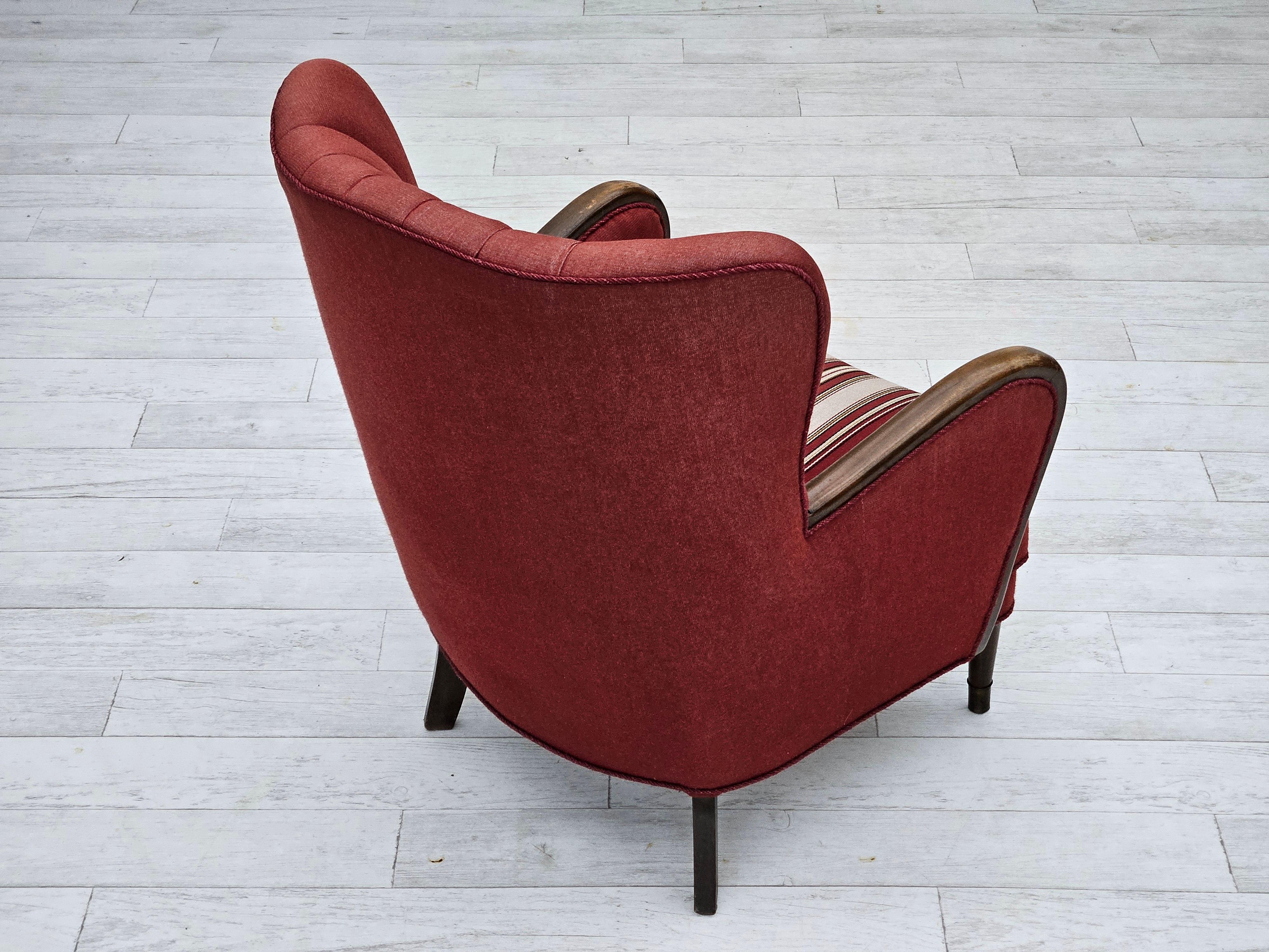 1960er Jahre, dänischer Sessel von Alfred Christensen, Möbelwollstoff, original. im Zustand „Gut“ im Angebot in Tarm, 82