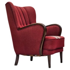 Vintage 1960s, Danish armchair by Alfred Christensen, furniture wool fabric, original.