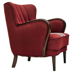 Vintage 1960s, Danish armchair by Alfred Christensen, furniture wool fabric, original.