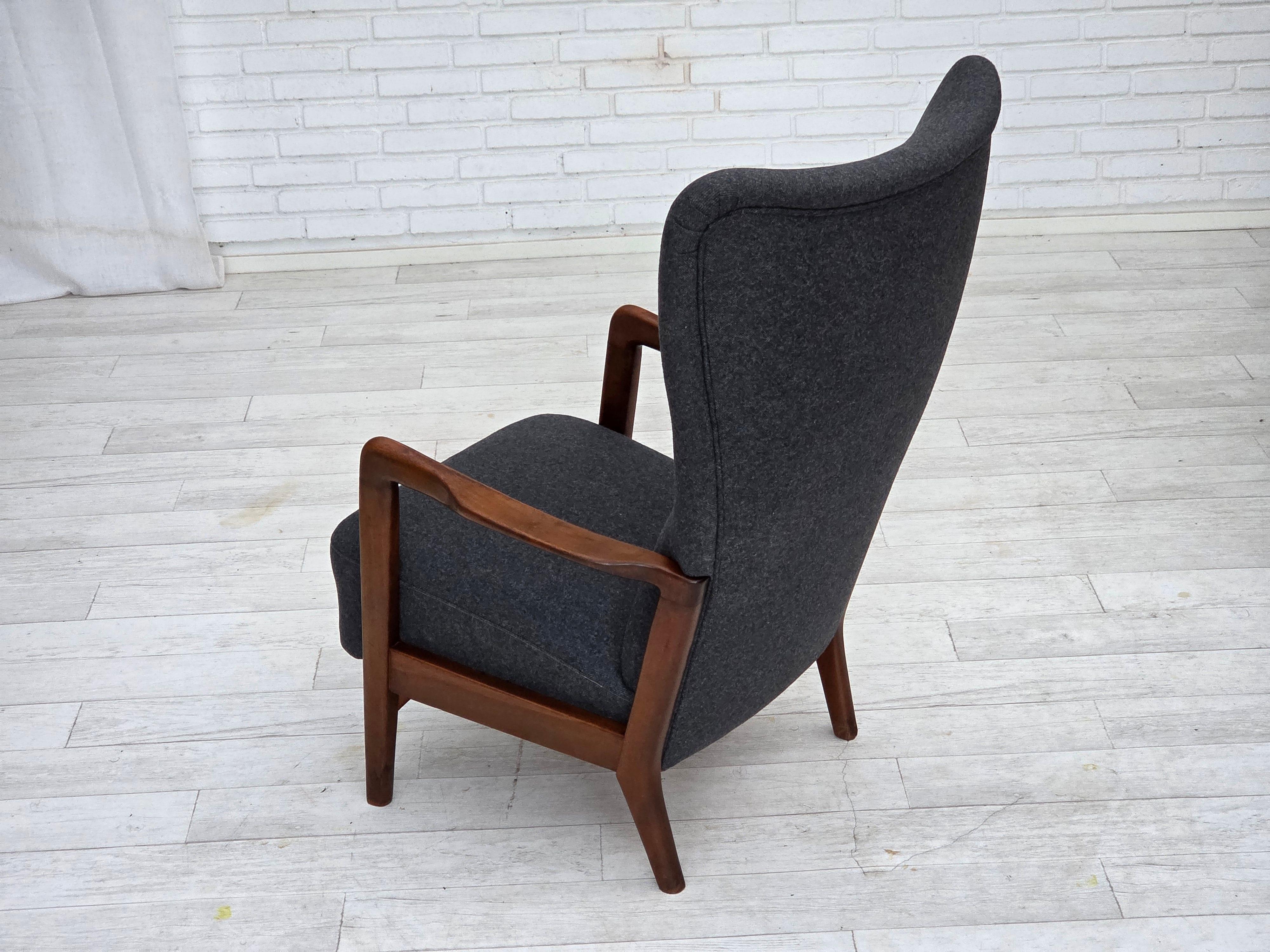 1960s, Fauteuil danois par Fritz Hansen Model No. 8000/8020, meuble en laine. en vente 1