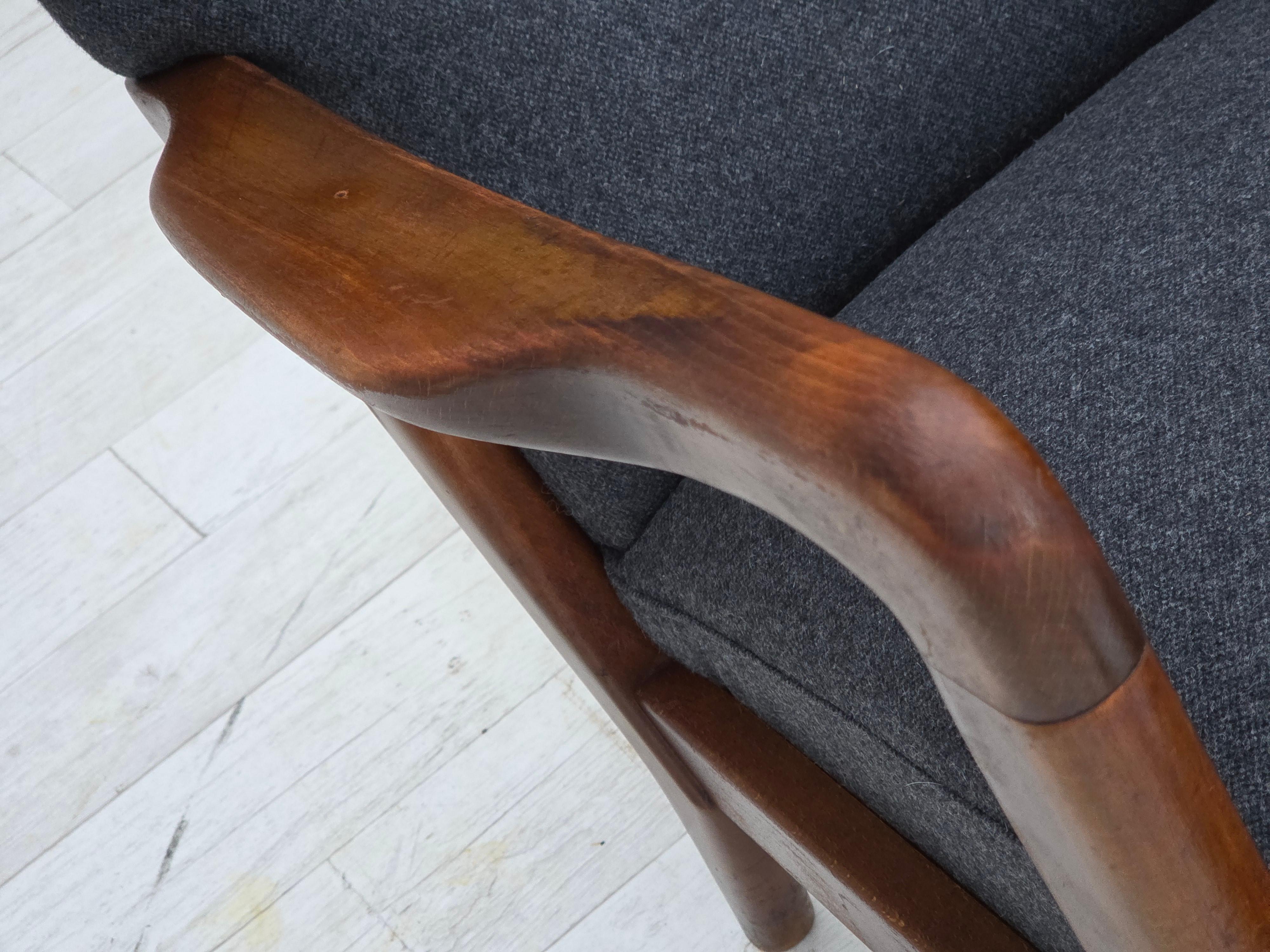 1960s, Fauteuil danois par Fritz Hansen Model No. 8000/8020, meuble en laine. en vente 2