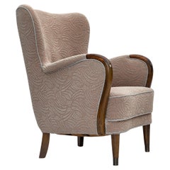 1960s, Danish armchair by Slagelse Møbelværk, blend wool fabric, beech wood.