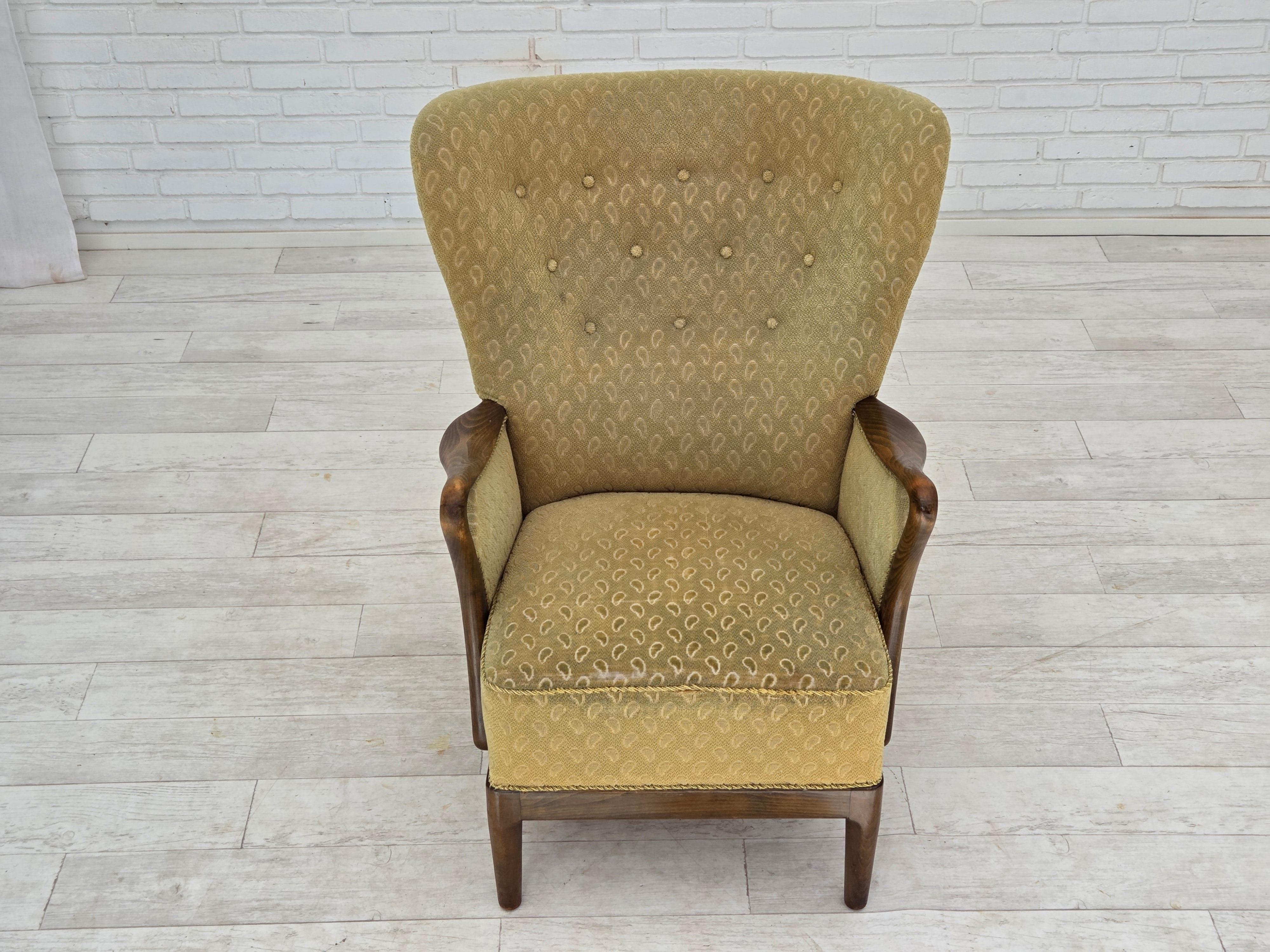 Scandinave moderne 1960s, fauteuil danois par Slagelse Møbelværk, modèle 157, velours. en vente